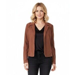 Theory Jacket Womens Luxe Linen Crop Blazer Rust Orange Size S